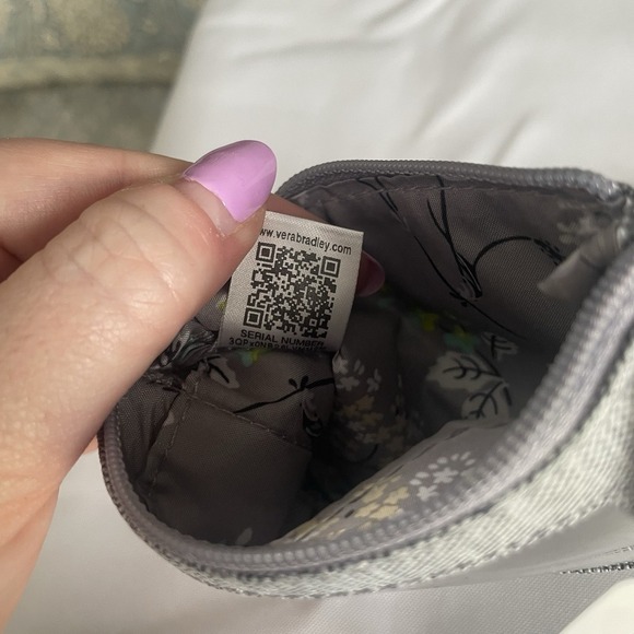 Vera Bradley Card Case Keychain Lighten Up Zip ID Case Medium Heather Gray - Picture 7 of 9